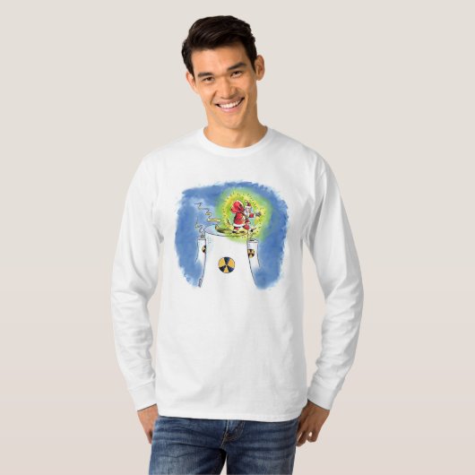 Nuked Santa Claus mannen wit T-shirt met lange mou (Voorkant volledig)