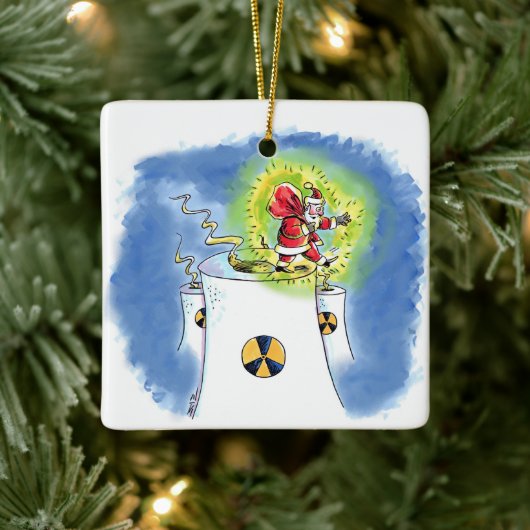 Nuked Santa Claus square ceramic ornament (Boom)