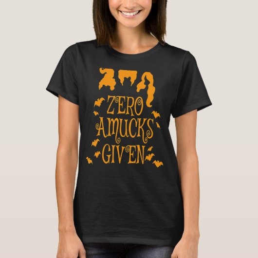 Nul amucks gegeven amuck met vleermuis Halloween W T-shirt (Voorkant)