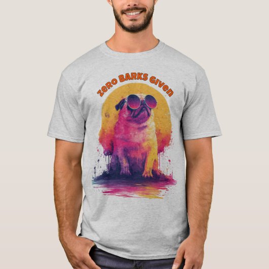 Nul Blaffen Gegeven | Grappig Retro Pug T-Shirt (Voorkant)