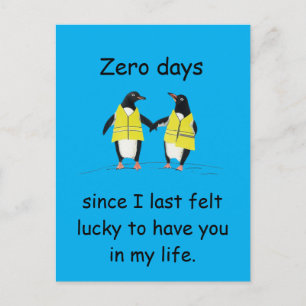 Nul dagen sinds ik geluks-pinguïnkunst voelde briefkaart