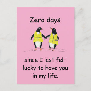 Nul dagen sinds ik geluksvogel pinguïn kunst voeld briefkaart