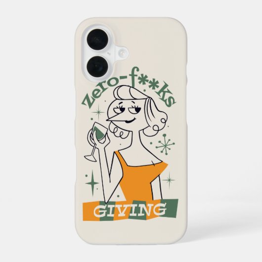 Nul F*cks Gegeven - Retro Sassy Wijn Dame iPhone 16 Hoesje (Achterkant)