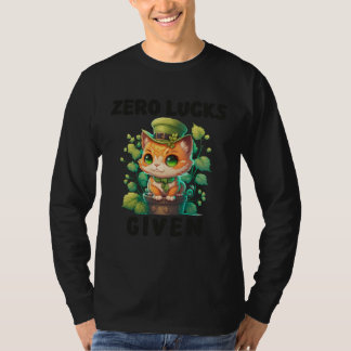 Nul Geluk Gegeven Schattige Kat St. Patrick's Dag T-shirt