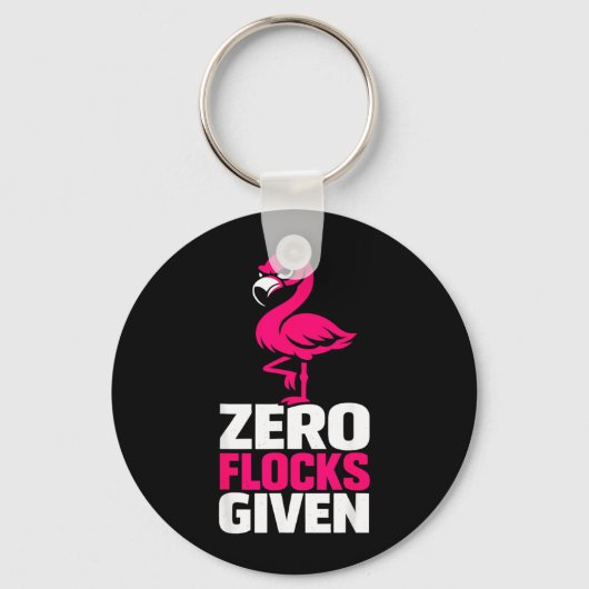 Nul kuddes gegeven flamingo grappige sarcastische sleutelhanger (Voorkant)
