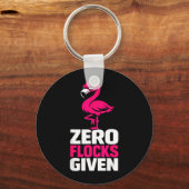 Nul kuddes gegeven flamingo grappige sarcastische sleutelhanger (Voorkant)