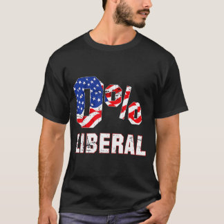 Nul procent 0% liberaal vintage Usa-vlag Litische  T-shirt