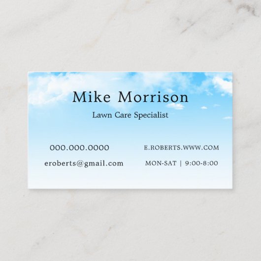 Nul Visitekaartje van de Lawn Care Specialist (Achterkant)