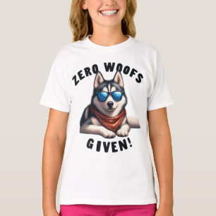 Nul Woofs Gegeven Husky Grappige Hond Liefhebber V T-shirt