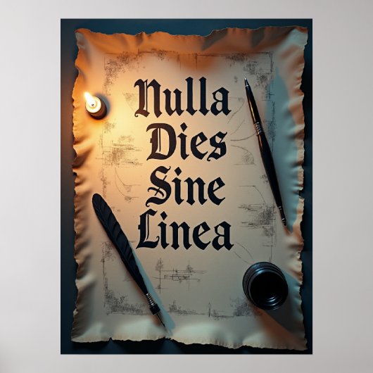 Nulla Dies Sine Linea Dark Academia Poster (Voorkant)