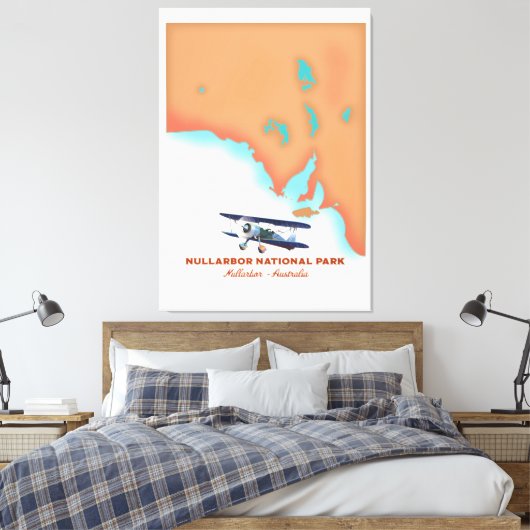 Nullarbor National Park Australia-kaart Canvas Afdruk (Insitu (Slaapkamer))