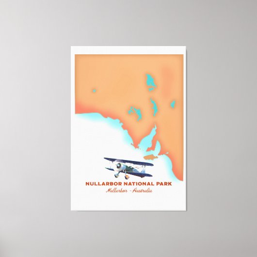 Nullarbor National Park Australia-kaart Canvas Afdruk (Voorkant)