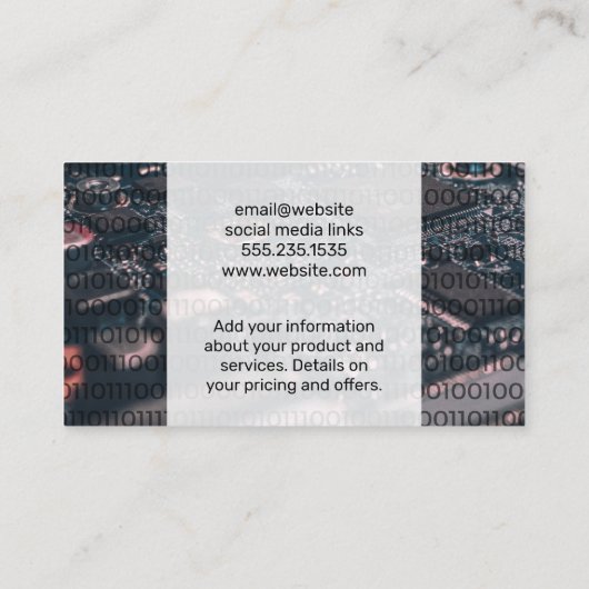 Nullen en enen coderen | CPU-printplaat Visitekaartje (Achterkant)