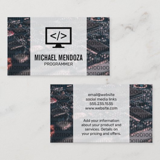 Nullen en enen coderen | CPU-printplaat Visitekaartje (Voorkant / Achterkant)