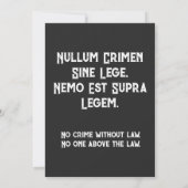 Nullum Crimen Sine Lege, Nemo Est Supra Legem. Bedankkaart (Achterkant)