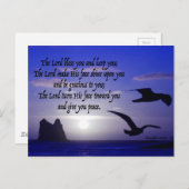 num 6:24-26 over de blauwvintonijn van dubbele vog briefkaart (Voorkant / Achterkant)