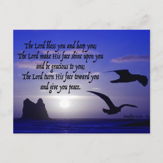 num 6:24-26 over de blauwvintonijn van dubbele vog briefkaart (Voorkant)