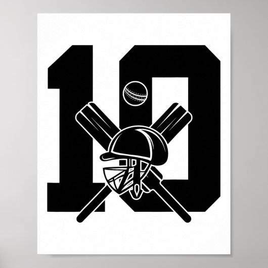 Number 10 Years Cricket 10e verjaardag Poster (Voorkant)