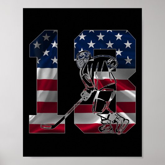 Number 13 Years Ice Hockey 13th Birthday  Poster (Voorkant)