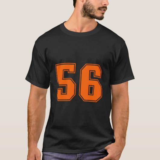 Number 56 Orange Sports Jersey Lucky Number T-shirt (Voorkant)