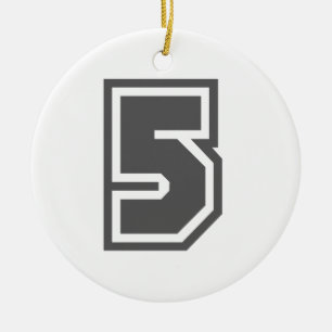 Number 5 keramisch ornament