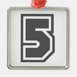 Number 5 metalen ornament
