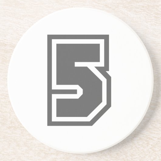 Number 5 zandsteen onderzetter (Voorkant)