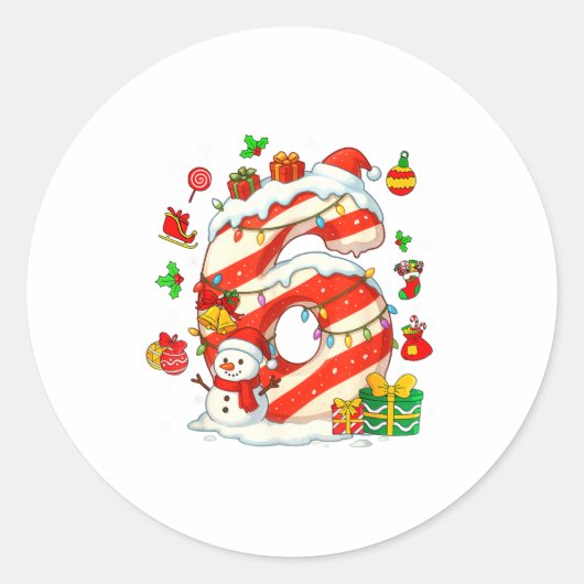 Number 67 Christmas Candy 6 7 Six Seven 6 7 Matchi Ronde Sticker (Voorkant)