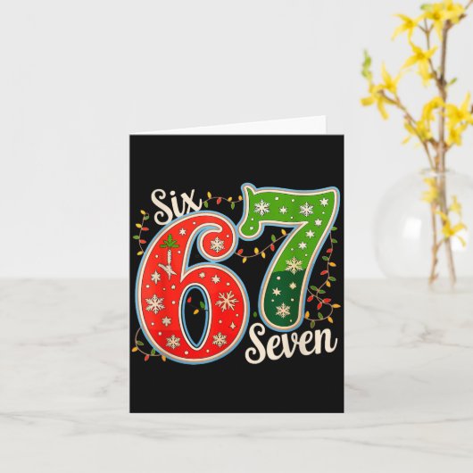 Number 67 Funny Six Seven 6 7 Meme Christmas Light Kaart (Gele Bloem)