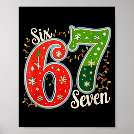 Number 67 Funny Six Seven 6 7 Meme Christmas Light Poster (Voorkant)