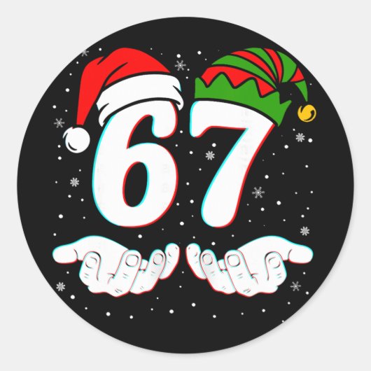 Number 67 Matching Six Seven 6 7 Meme 6-7 Christma Ronde Sticker (Voorkant)