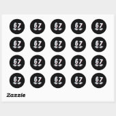 Number 67 Matching Six Seven 6 7 Meme 6-7 Hallowee Ronde Sticker (Vel)