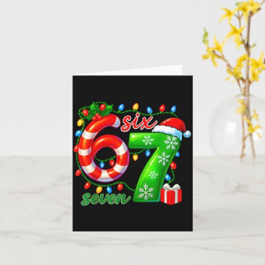 Number 67 Meme Retro Santa 6 7 Holiday Six Seven C Kaart (Gele Bloem)