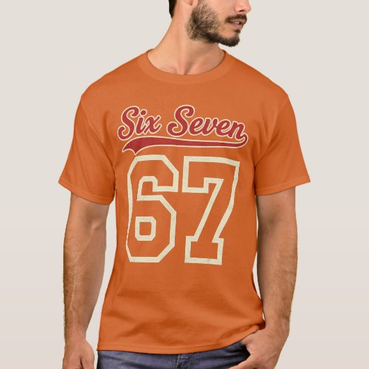 Number 67 Numbered Six Seven Baseball Jersey Style T-shirt (Voorkant)