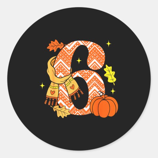 Number 6 67 Fall Autumn Pumpkin Meme Funny Six Sev Ronde Sticker (Voorkant)