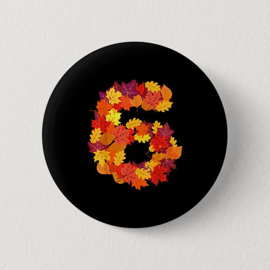 Number 6 6th Birthday Six Thanksgiving Fall Happy  Ronde Button 5,7 Cm (Voorkant)