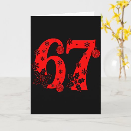 Number 6 7 Funny Meme Saying 67 Six Seven Christma Kaart (Gele Bloem)