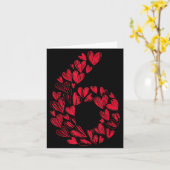 Number 6 - Cute Six Seven Hearts Matching 67 Valen Kaart (Gele Bloem)