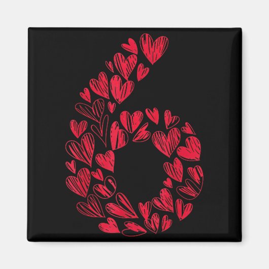 Number 6 - Cute Six Seven Hearts Matching 67 Valen Magneet (Voorkant)