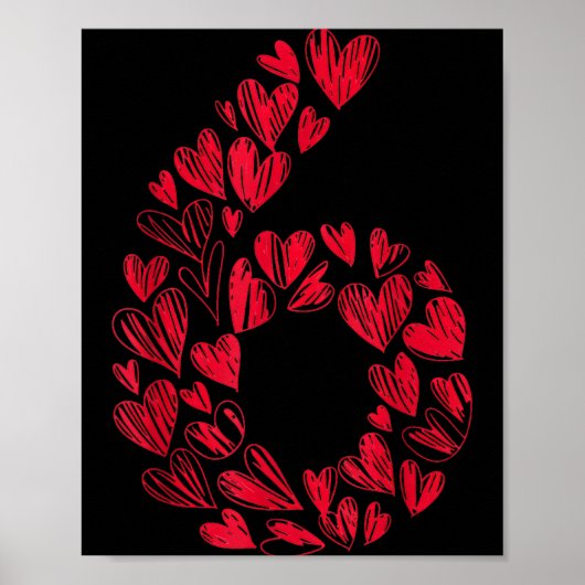 Number 6 - Cute Six Seven Hearts Matching 67 Valen Poster (Voorkant)