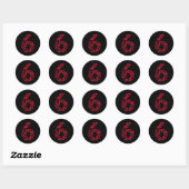 Number 6 - Cute Six Seven Hearts Matching 67 Valen Ronde Sticker (Vel)
