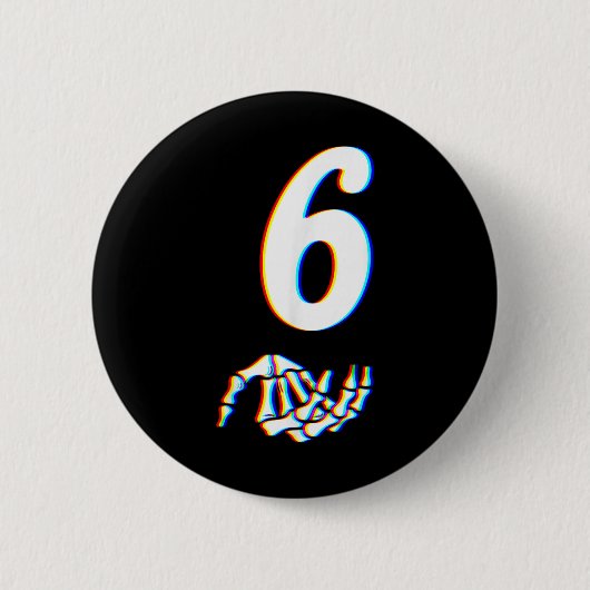 Number 6 Matching 67 Meme Skeleton Hand Halloween  Ronde Button 5,7 Cm (Voorkant)