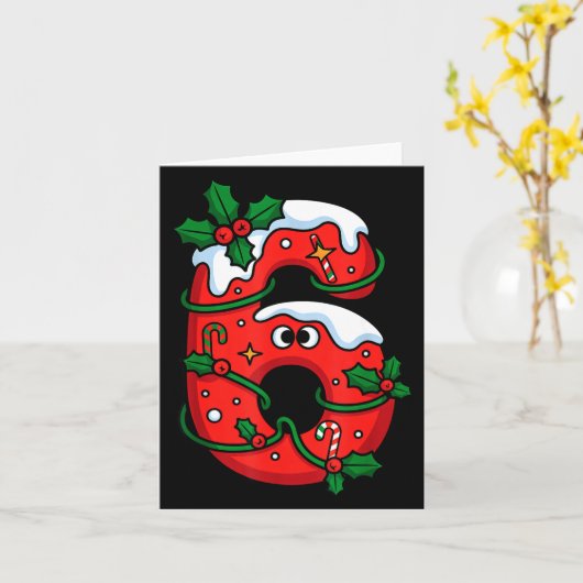 Number 6 Santa Costume Meme Christmas Matching Cou Kaart (Gele Bloem)