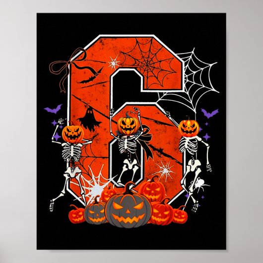 Number 6 Six Seven Meme 6 7 Halloween Dancing Skel Poster (Voorkant)