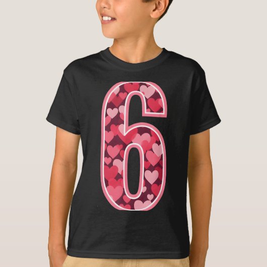 Number 6 Tee Six Seven 6 7 67 Valentines Matching  T-shirt (Voorkant)