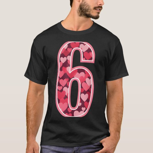 Number 6 Tee Six Seven 6 7 67 Valentines Matching  T-shirt (Voorkant)
