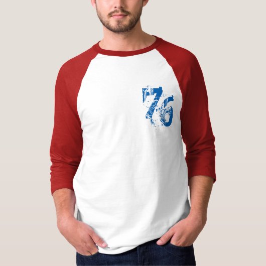 number-76 shirt design red white blue USA America (Voorkant)