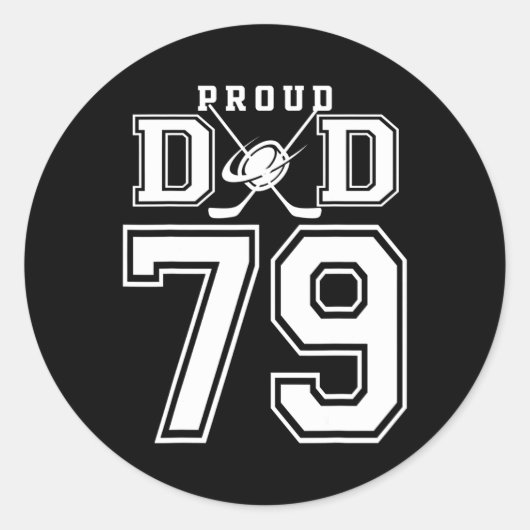 Number 79 Custom Proud Hockey Dad Personalized For Ronde Sticker (Voorkant)