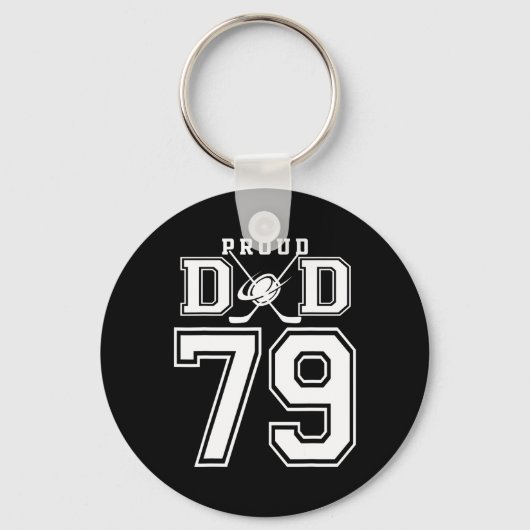 Number 79 Custom Proud Hockey Dad Personalized For Sleutelhanger (Voorkant)