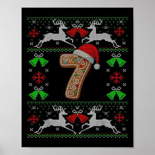 Number 7 67 Meme Funny Ugly Xmas Christmas Sweater Poster (Voorkant)